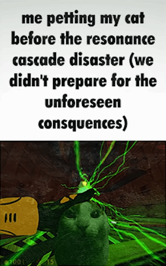 me petting my cat before the resonance cascade disaster (we didn't prepare for the unforeseen consquences)